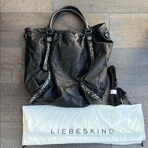 Liebeskind Black Leather Shoulder Bag with Studded Accents
